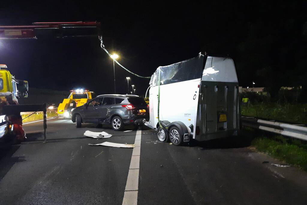 Paard ontsnapt op snelweg na ongeval