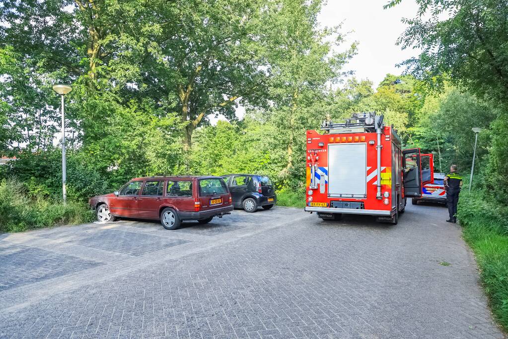 Geparkeerde auto vat vlam