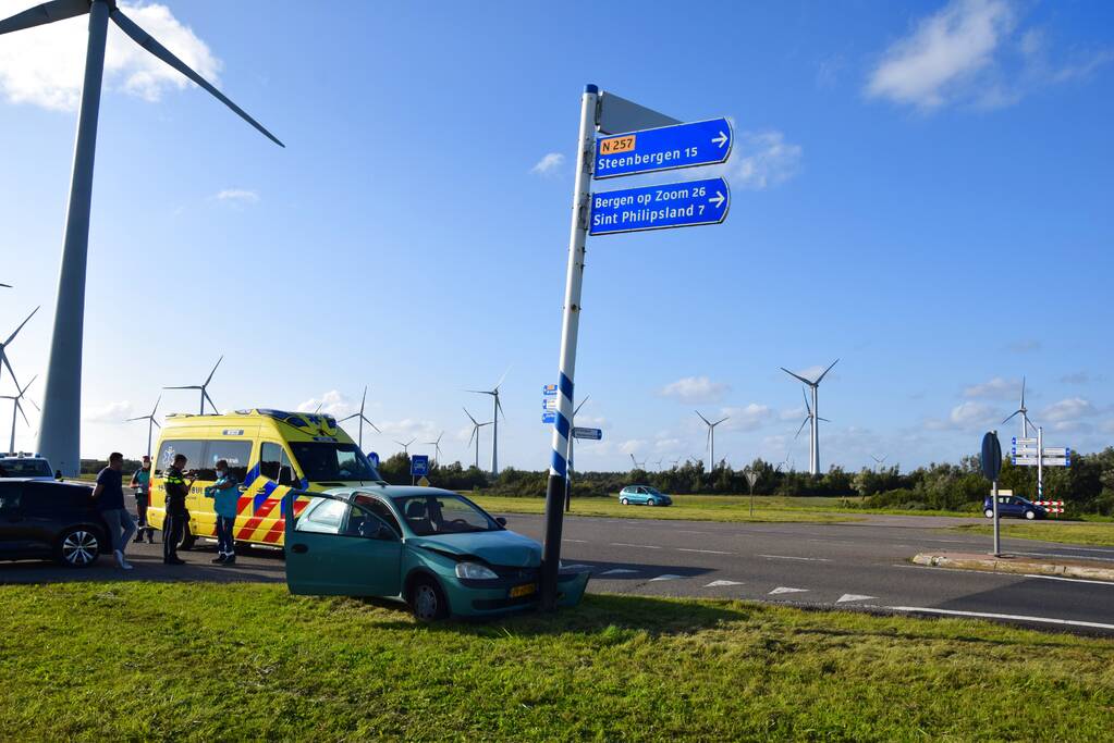 Automobilist botst tegen verkeerspaal