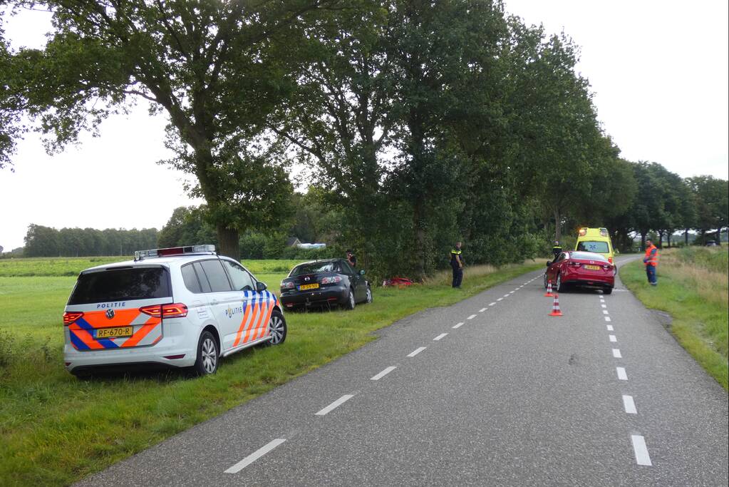Auto in de kreukels na flinke klap tegen boom