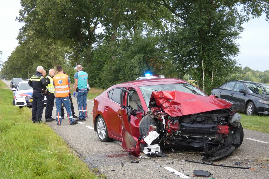 Auto in de kreukels na flinke klap tegen boom