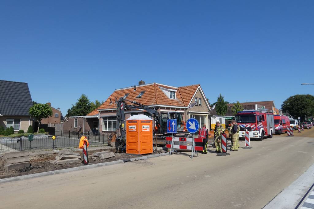 Gasleiding geraakt door werkzaamheden