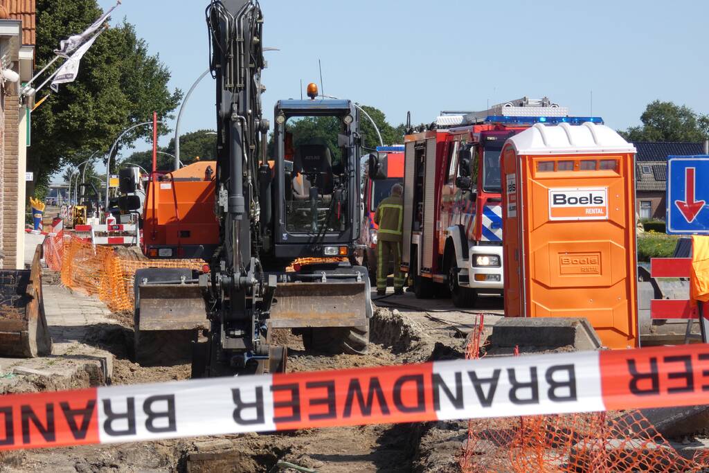 Gasleiding geraakt door werkzaamheden