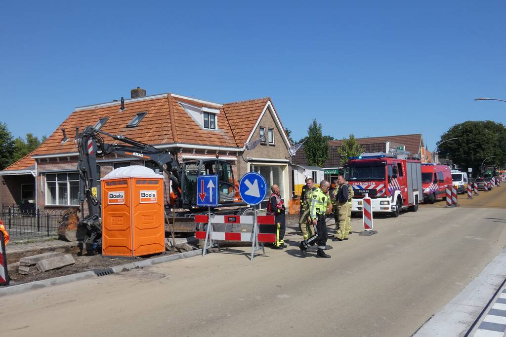 Gasleiding geraakt door werkzaamheden