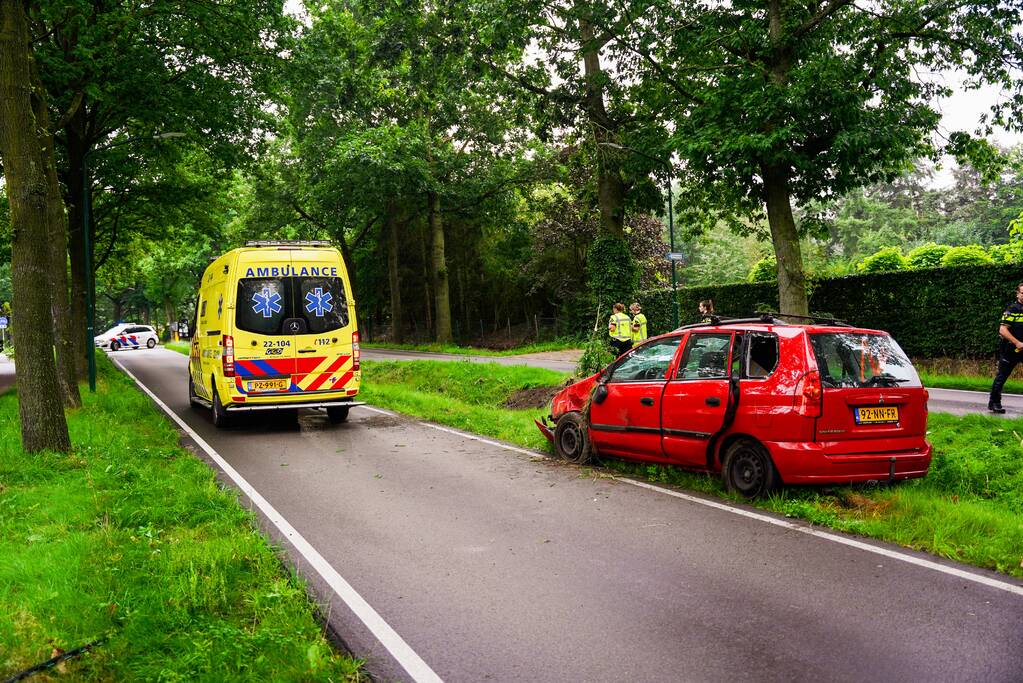 Auto slaat meerdere keren over de kop door loslopende hond