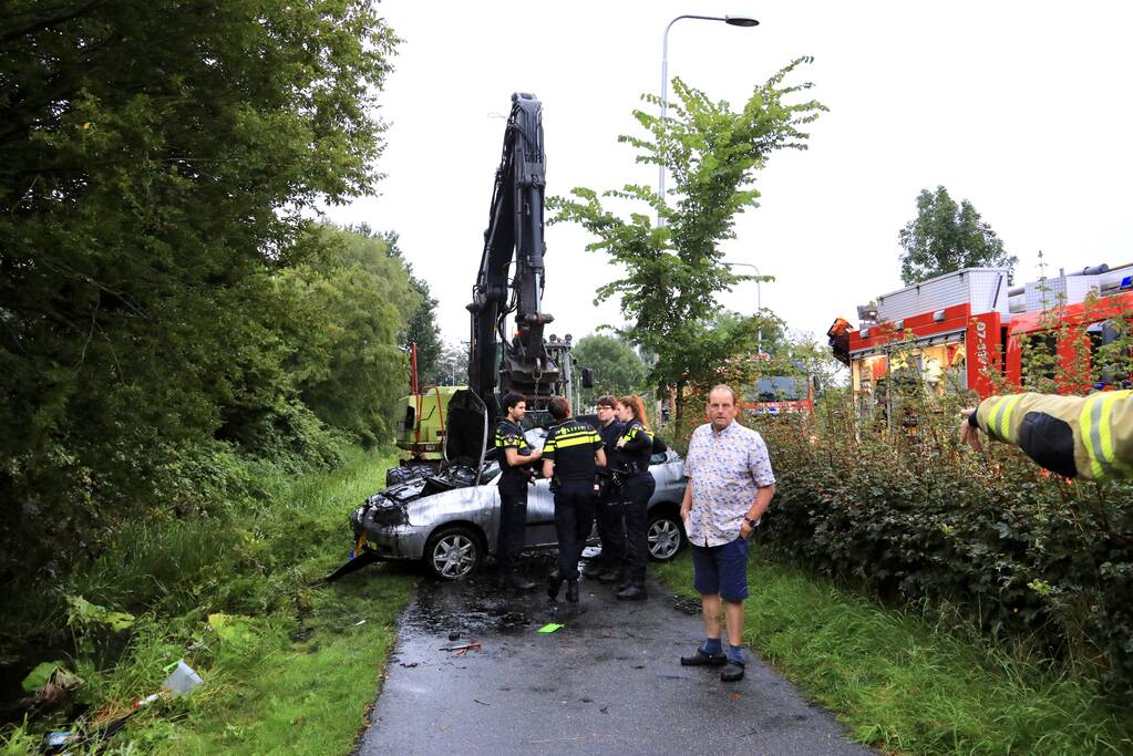 Auto raakt van de weg en belandt in sloot