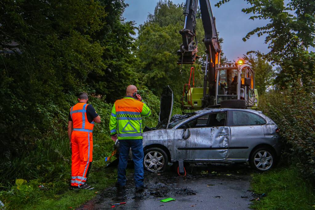 Auto raakt van de weg en belandt in sloot