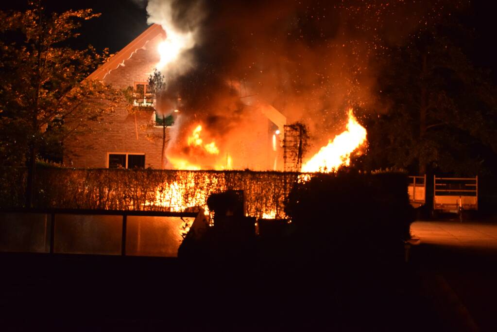 Flinke buitenbrand op terrein van hovenier
