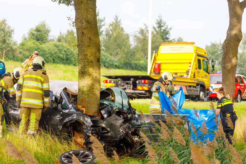 Auto knalt op boom, bestuurder overleden