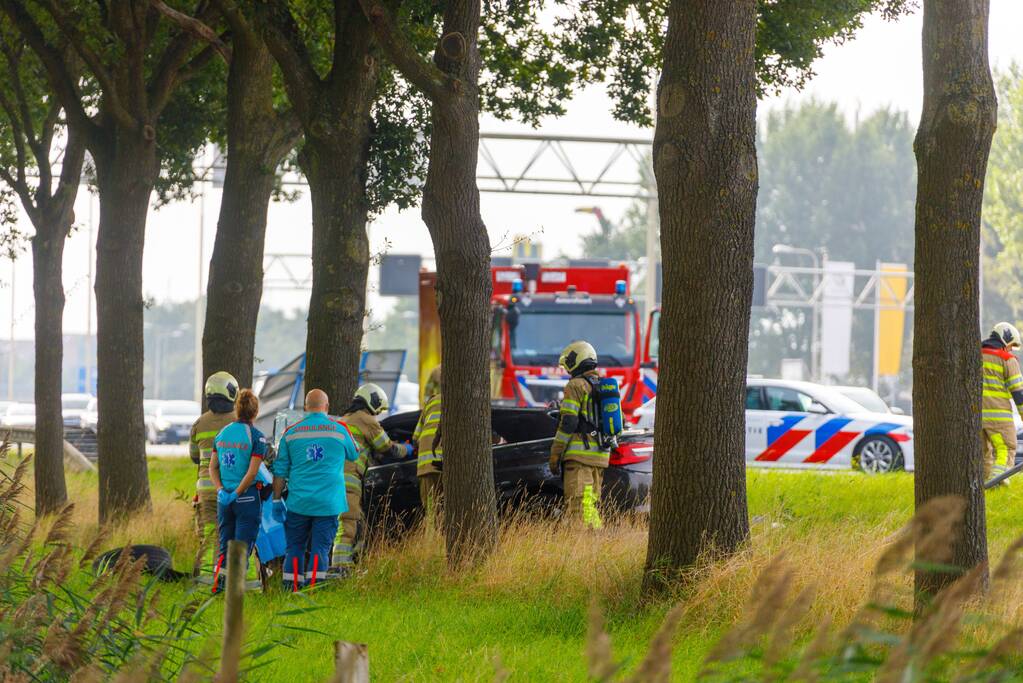 Auto knalt op boom, bestuurder overleden