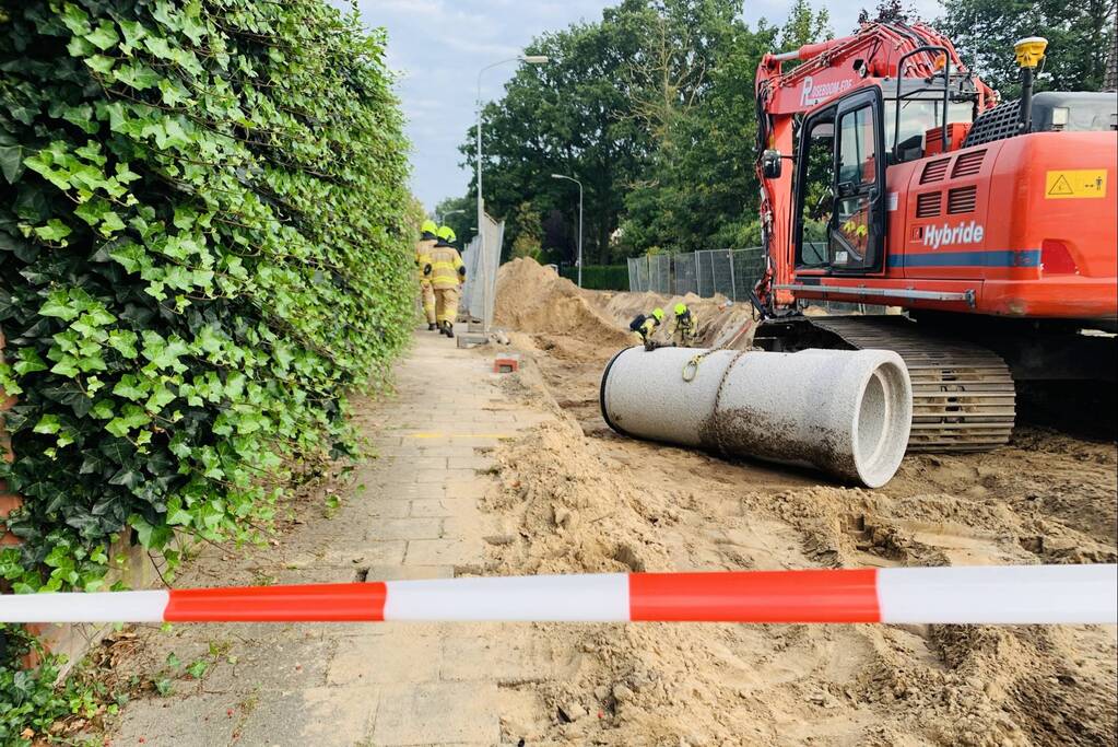 Gasleiding geraakt bij aanleg van riolering