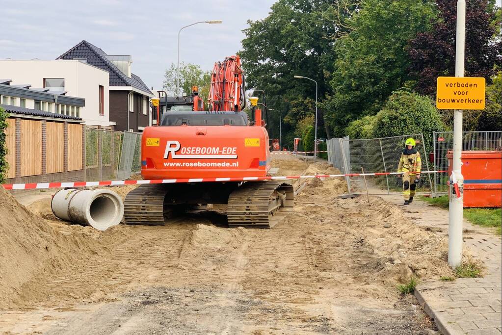 Gasleiding geraakt bij aanleg van riolering