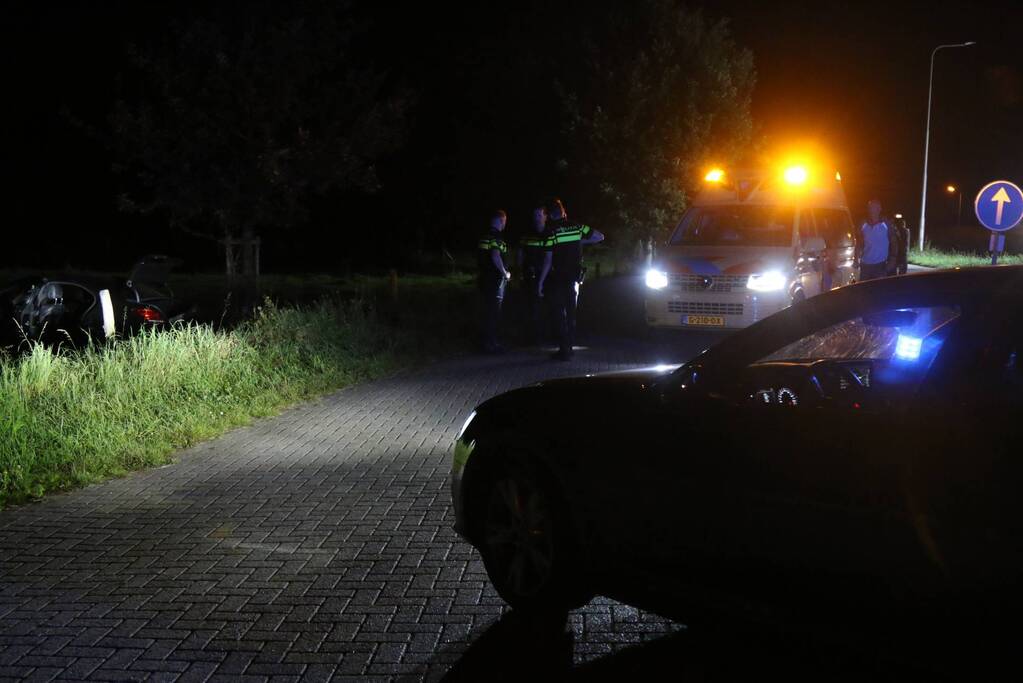 Auto belandt in weiland na botsing