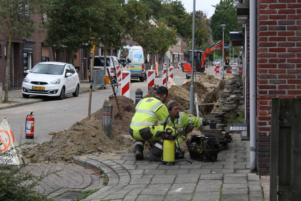 Gasleiding geraakt bij graafwerkzaamheden