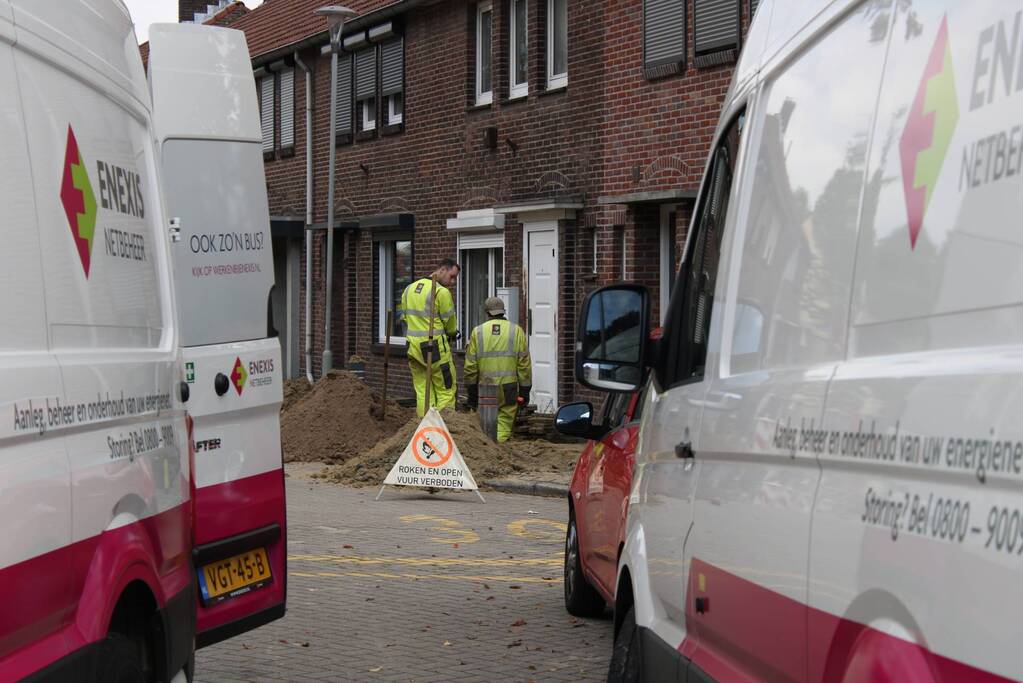 Gasleiding geraakt bij graafwerkzaamheden