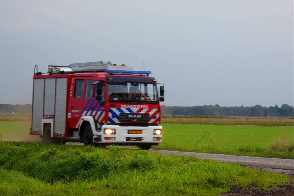 Buitenbrand door de brandweer geblust