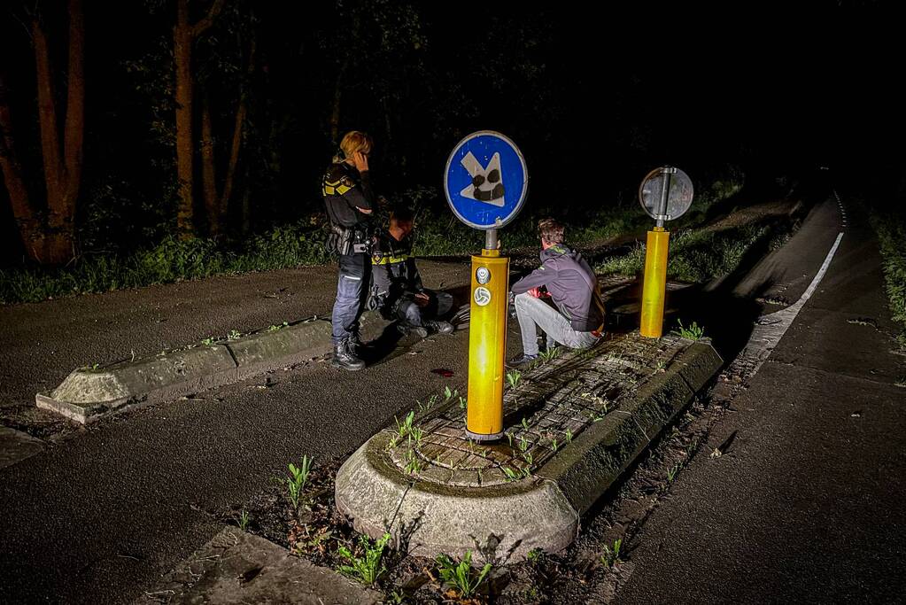 Fietser vliegt over vluchtheuvel