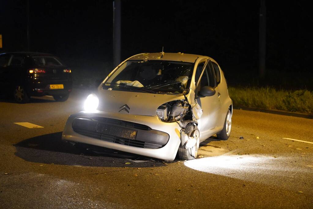 Personenauto belandt tegen boom