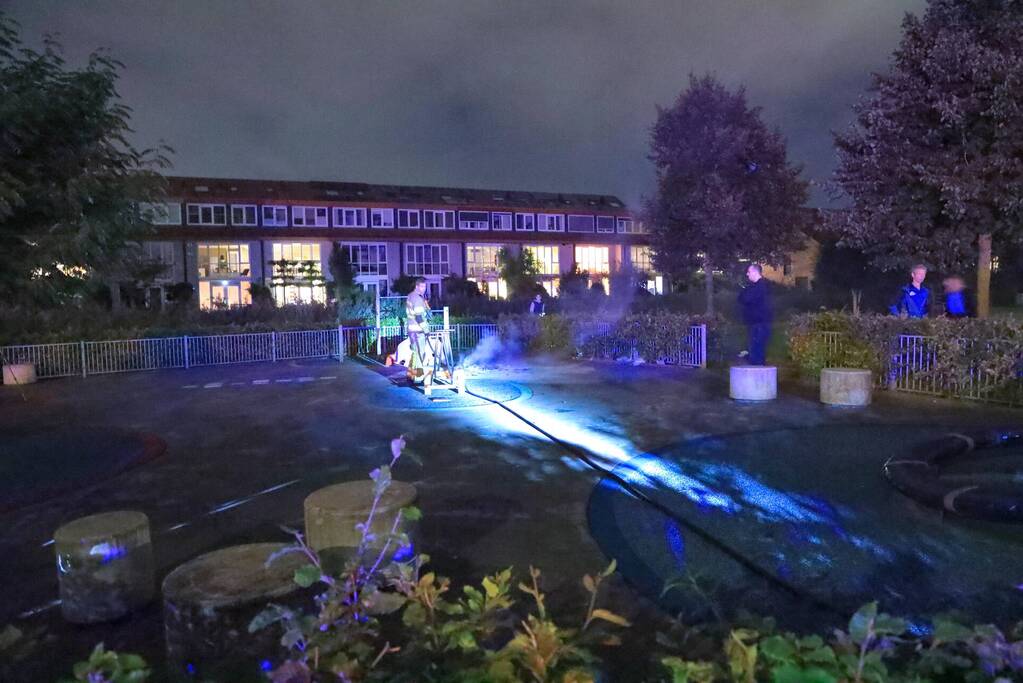 Folders in brand op speeltuin