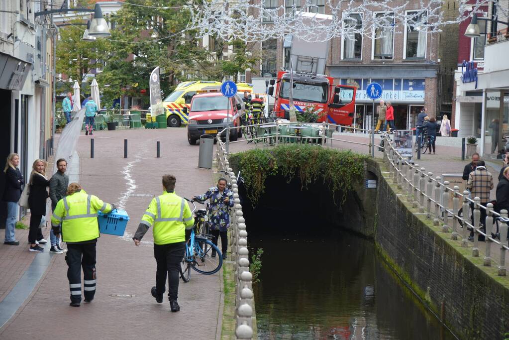 Brandweer bevrijdt kat uit gracht