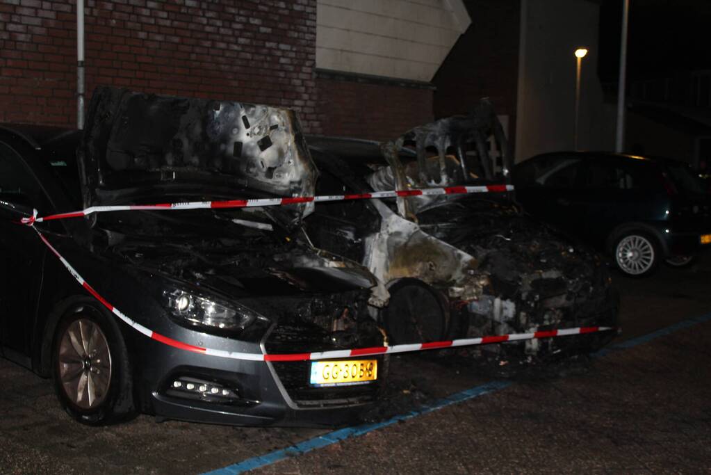 Twee auto's verwoest door brand