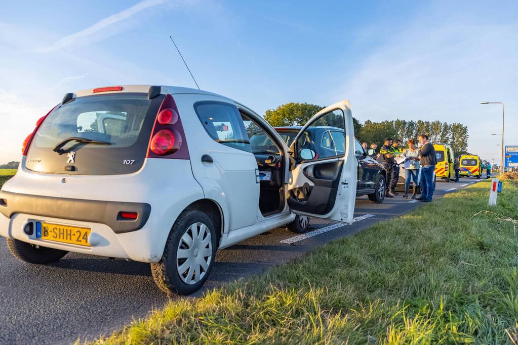 Kop-staartbotsing met lesauto