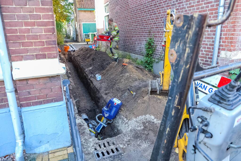 Lekkage in gasleiding bij graafwerkzaamheden