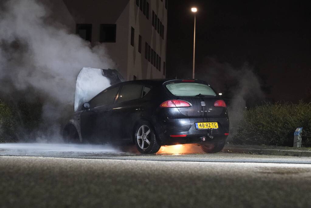 Geparkeerde auto uitgebrand