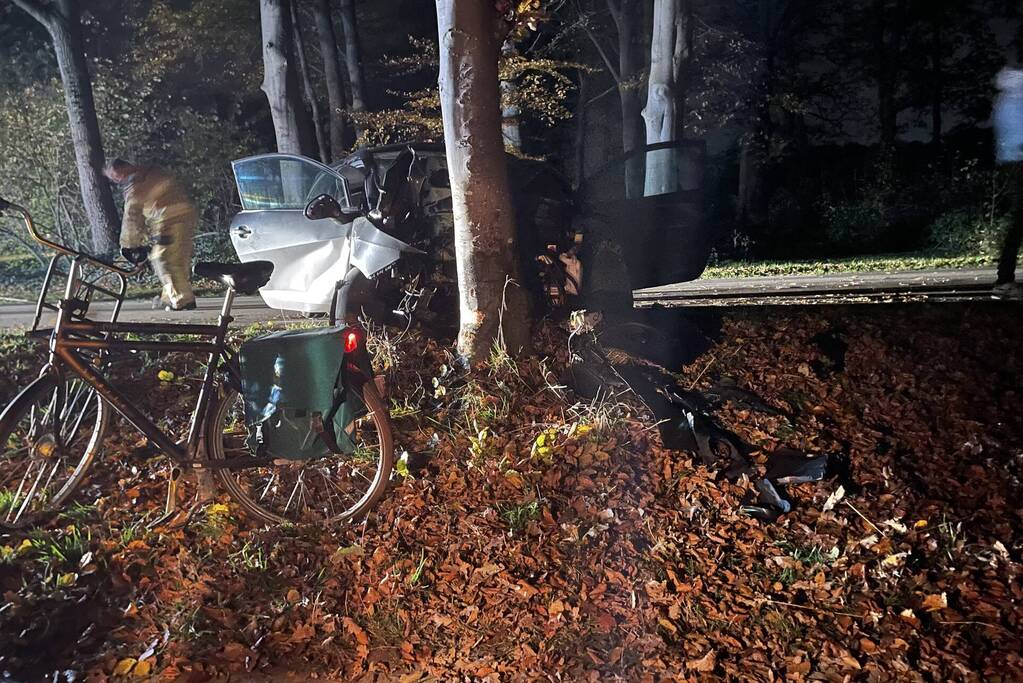 Automobilist verliest macht over het stuur en botst tegen boom