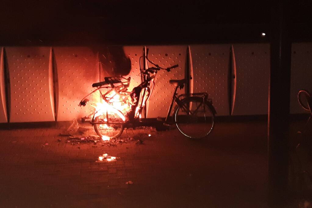 Bakfiets uitgebrand bij station