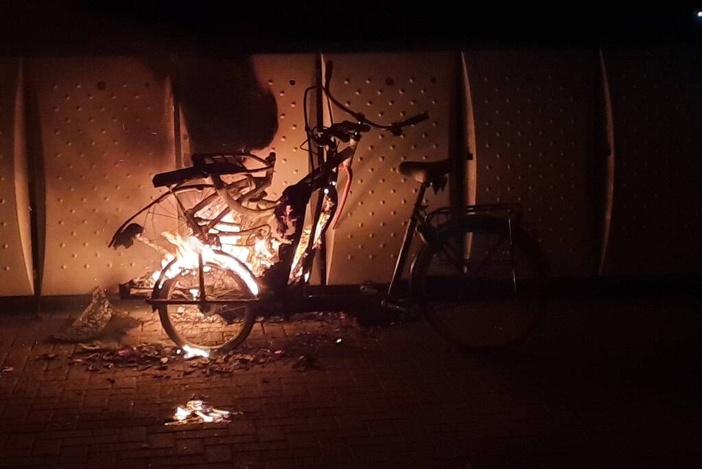 Bakfiets uitgebrand bij station