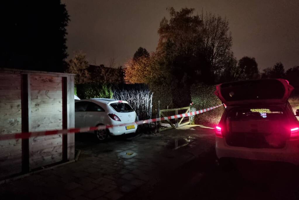 Veel schade aan auto en coniferenhaag na brand