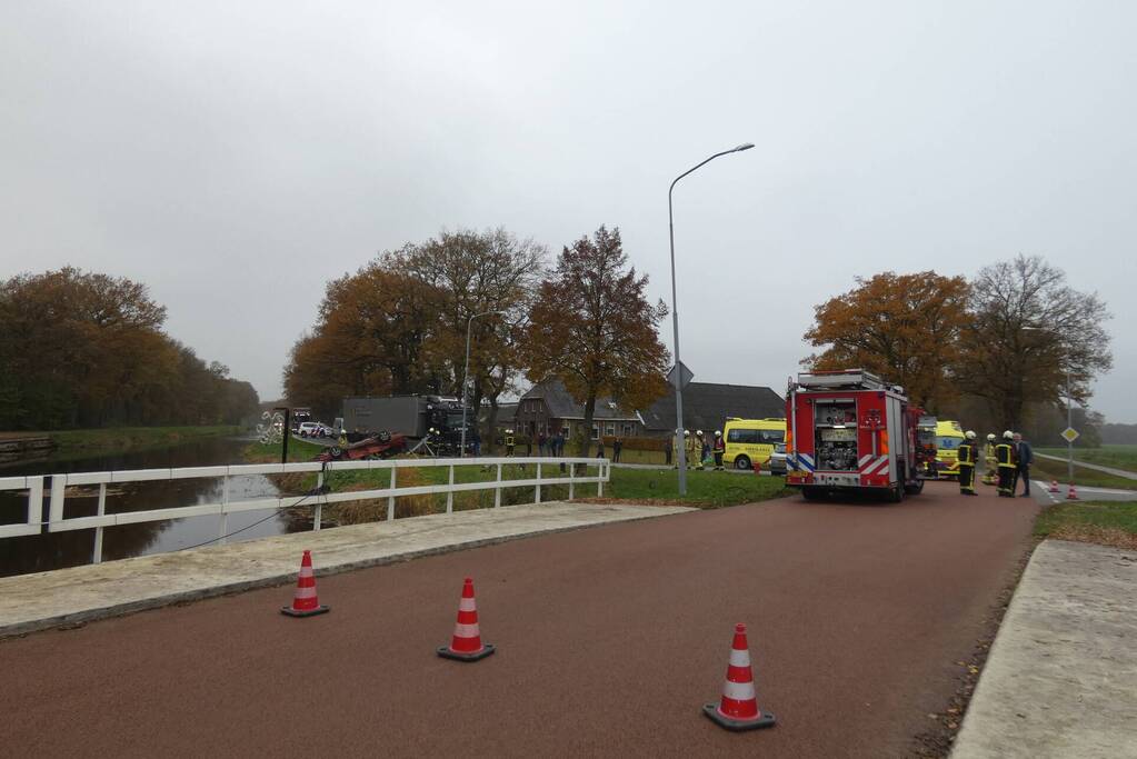 Auto belandt op de kop bij botsing