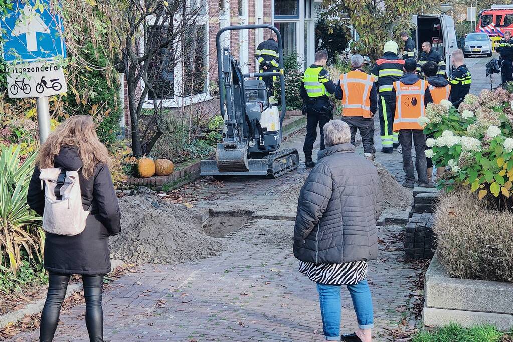 Lekkage in gasleiding bij werkzaamheden