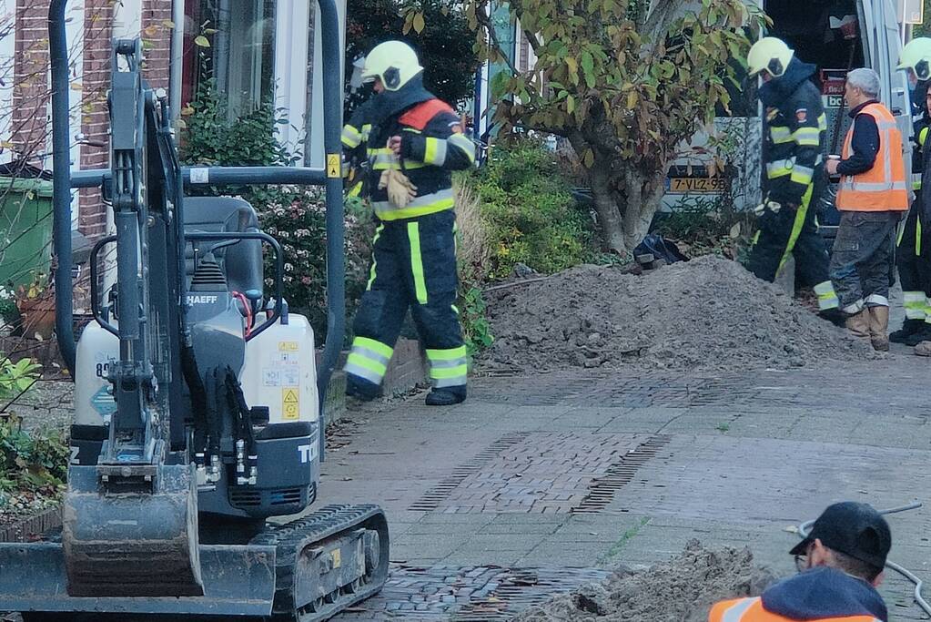 Lekkage in gasleiding bij werkzaamheden
