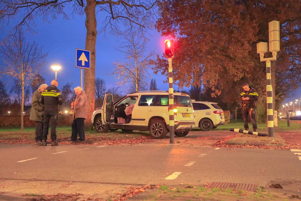 Automobilist rijdt paal omver en botst tegen boom