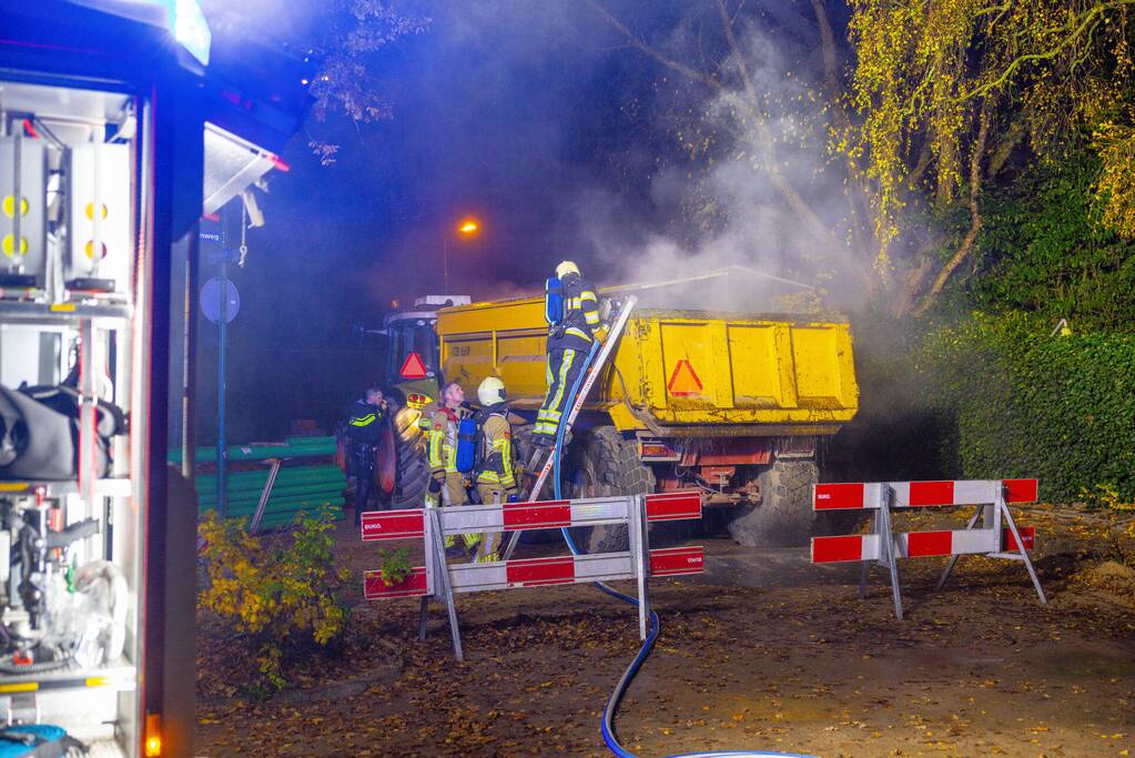 Brand in aanhanger van tractor