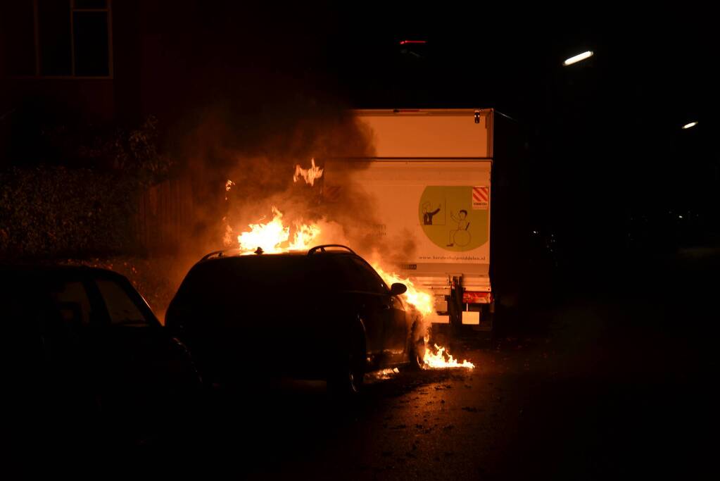Forse brand in personenauto
