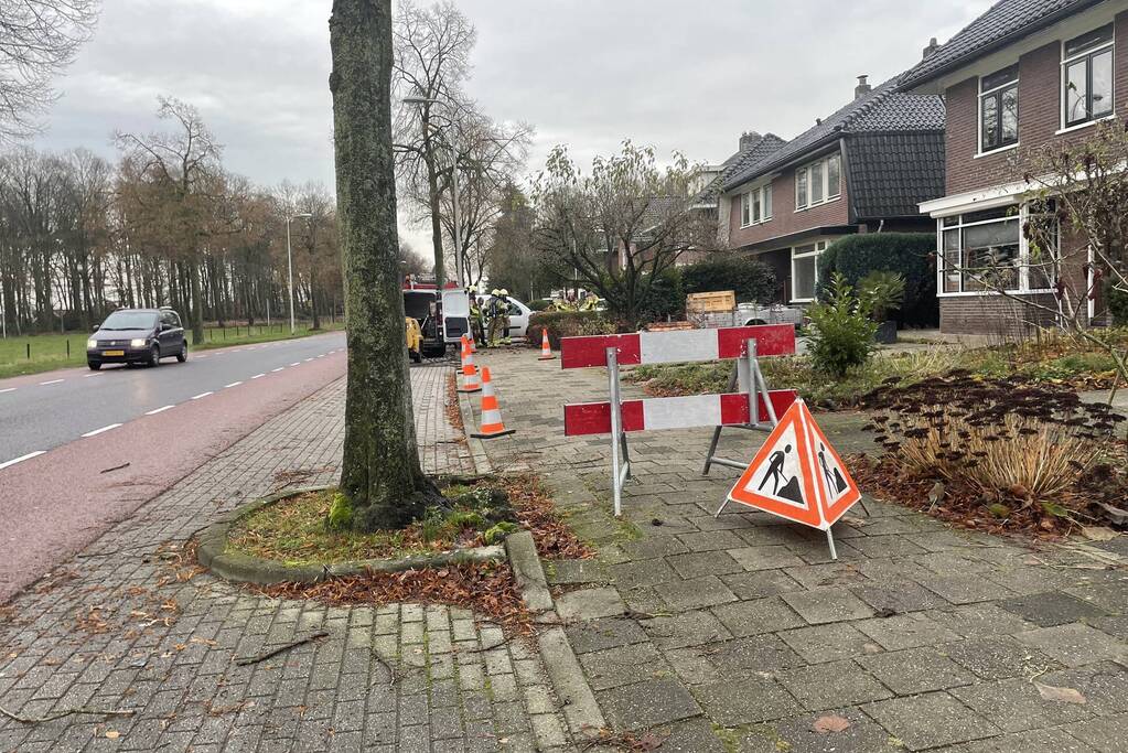 Gasleiding geraakt tijdens werkzaamheden
