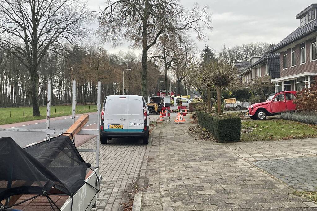 Gasleiding geraakt tijdens werkzaamheden