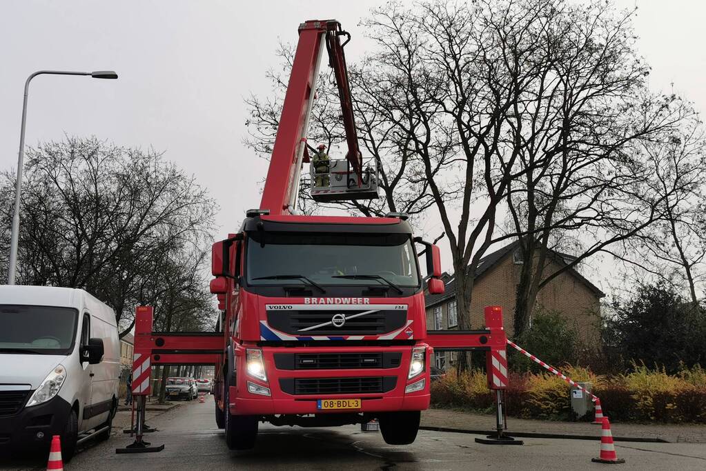 Weg afgesloten door loshangende tak