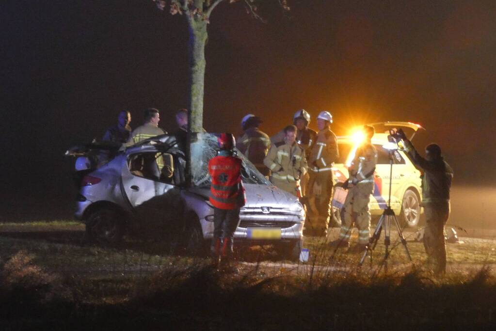 Auto crasht tegen boom