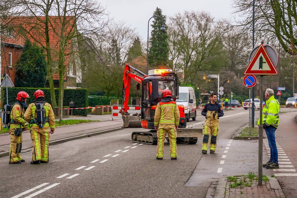 Gasleiding geraakt bij graafwerkzaamheden