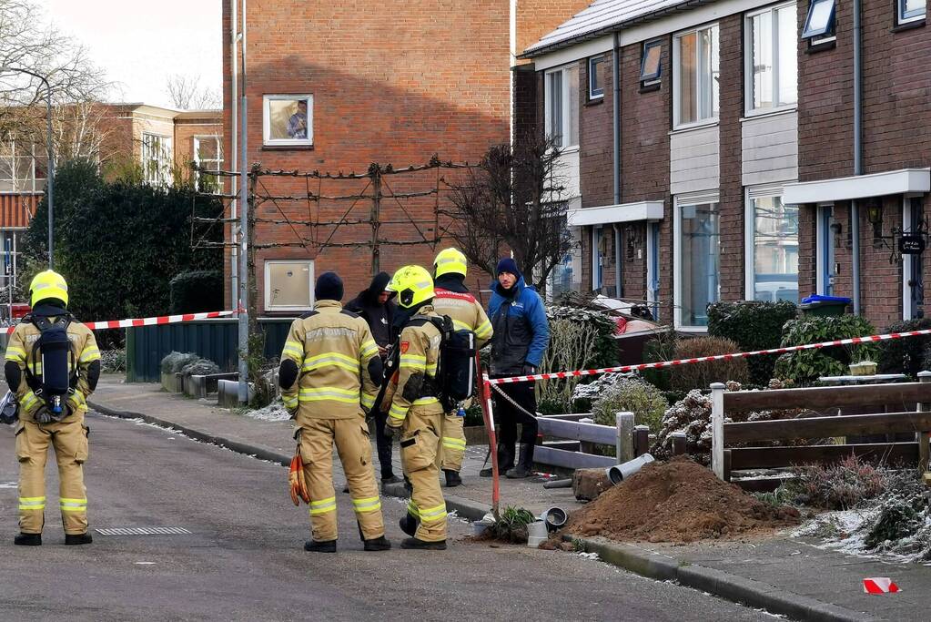 Gasleiding geraakt bij rioleringswerkzaamheden