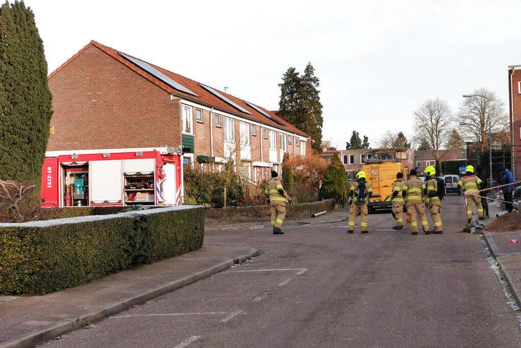 Gasleiding geraakt bij rioleringswerkzaamheden