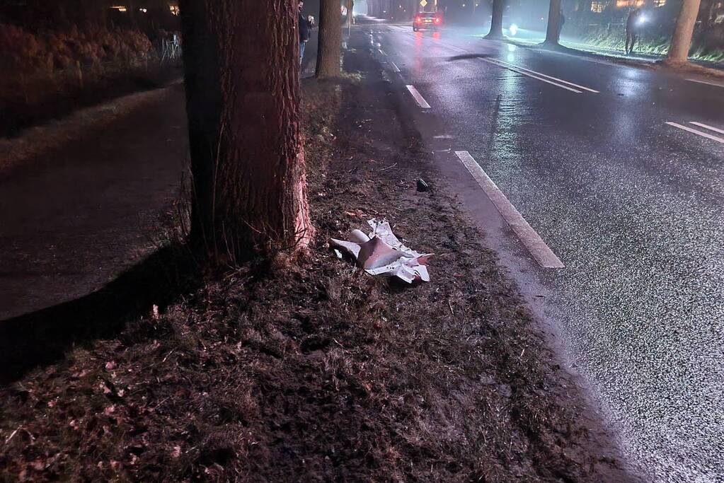 Automobilist raakt van de weg en botst op boom