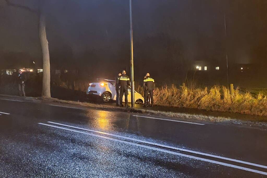 Automobilist raakt van de weg en botst op boom