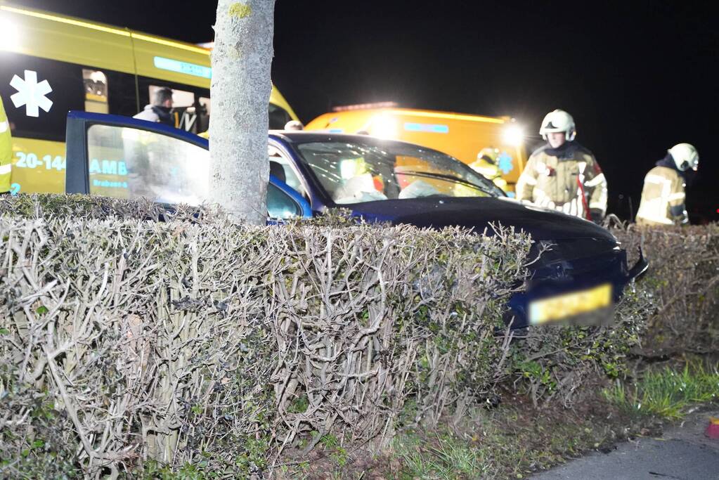 Auto crasht tegen boom