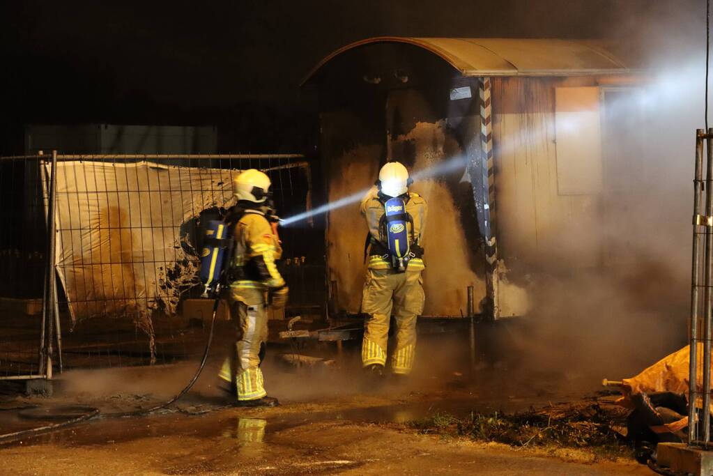 Bouwkeet verwoest door brand