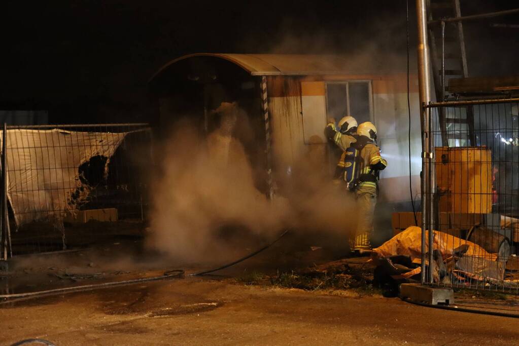 Bouwkeet verwoest door brand